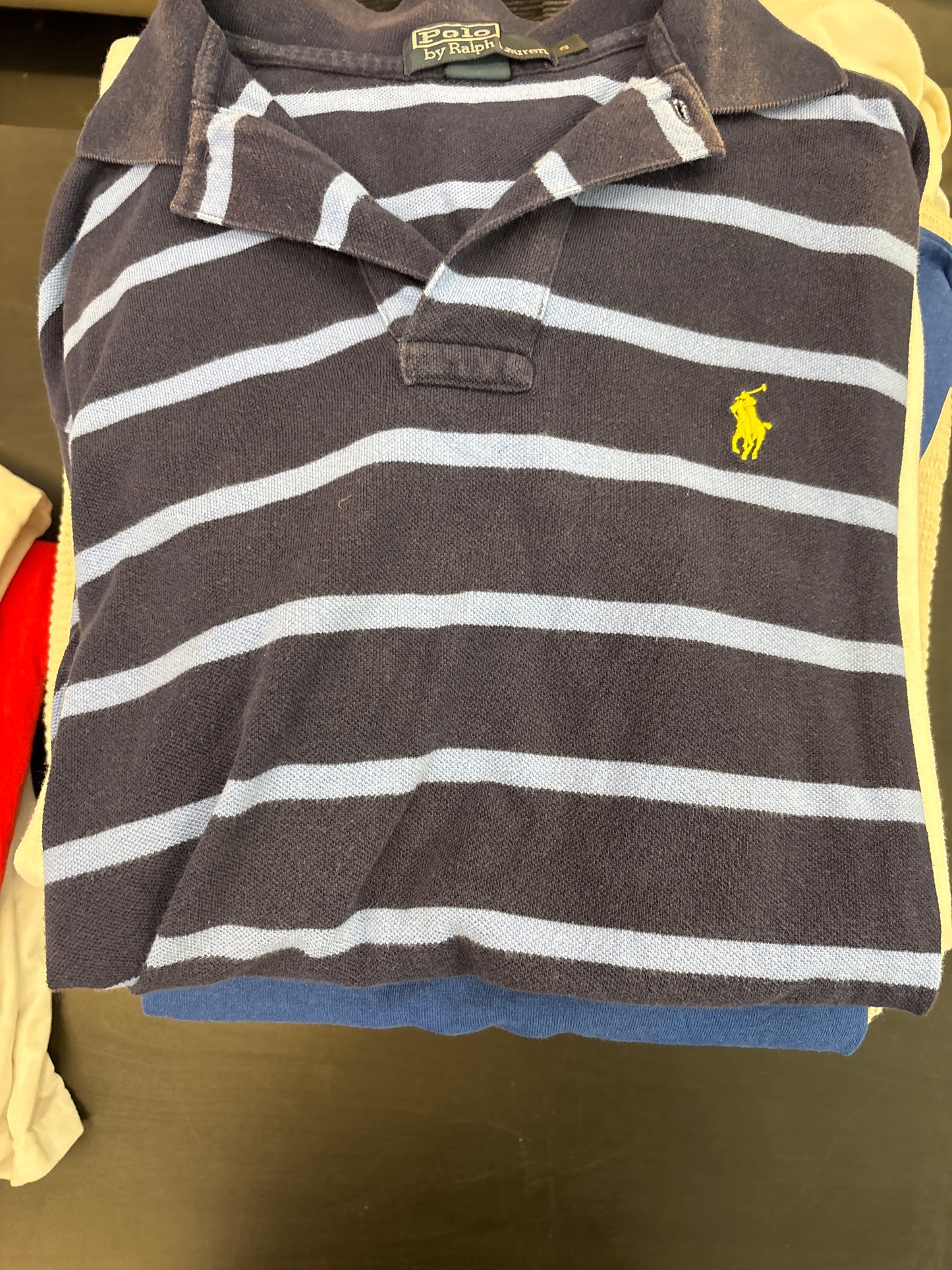 Navy+blue polo striped